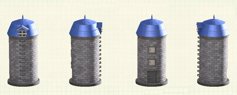 あつ森のサイロのブルー×グレー