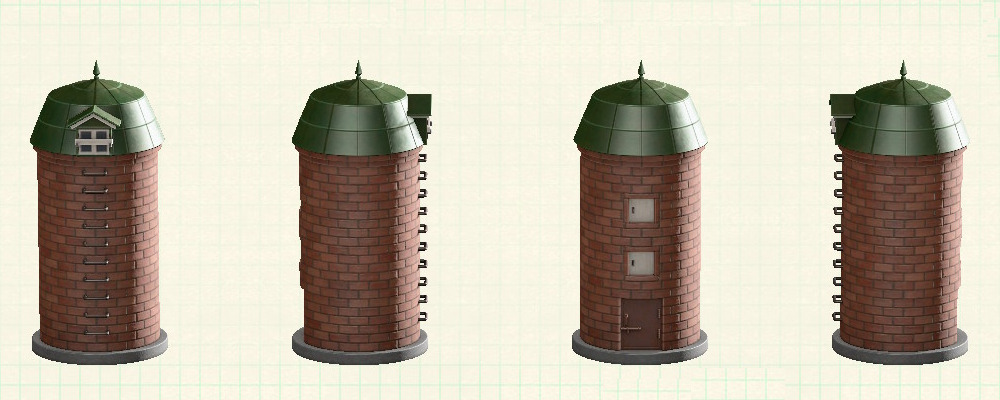あつ森のサイロのダークグリーン×ダークブラウン