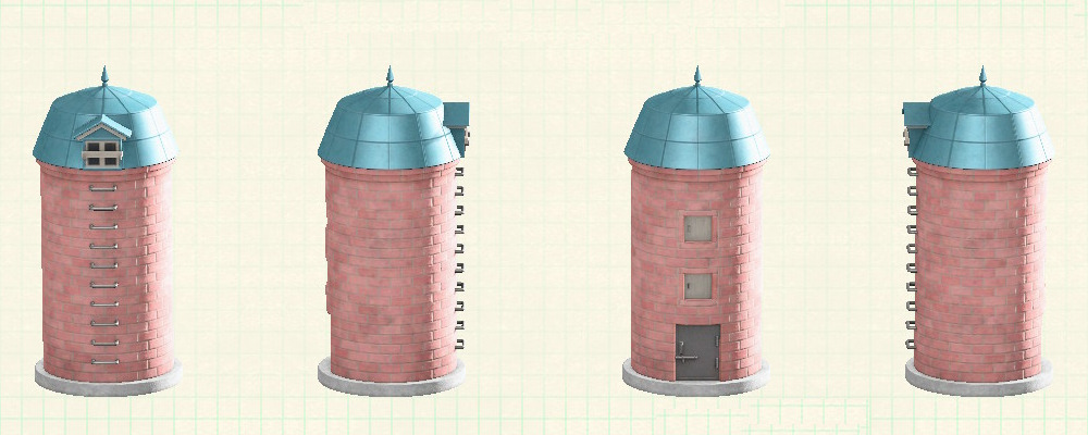 あつ森のサイロのライトブルー×ピンク