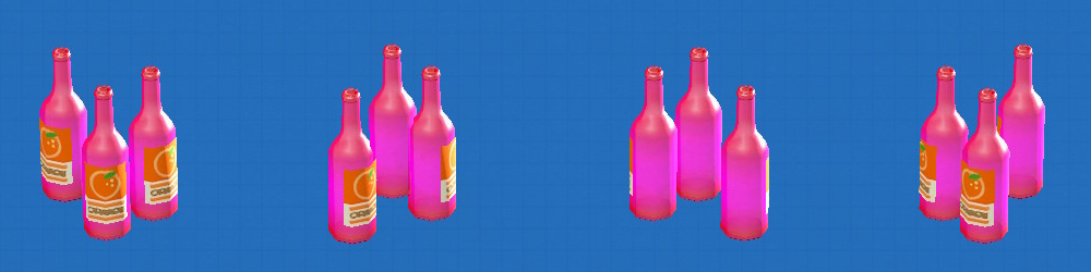 あつ森のディスプレイボトルのカラーがピンク、ラベルがオレンジのラベル