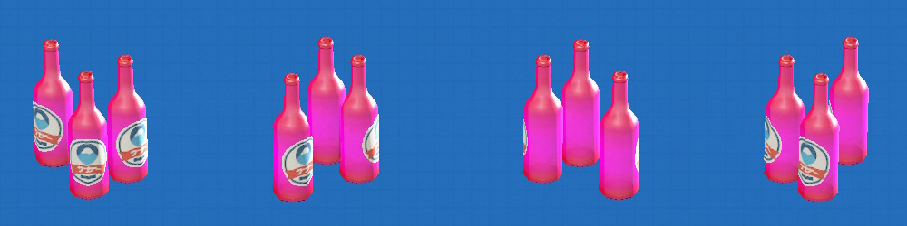 あつ森のディスプレイボトルのカラーがピンク、ラベルがホワイトラベル