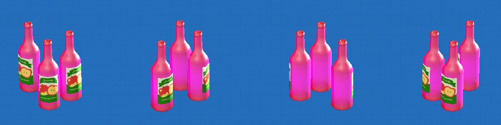 あつ森のディスプレイボトルのカラーがピンク、ラベルがリンゴのラベル