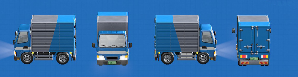 あつ森のトラックの車体の色がブルー、ロゴがなし