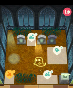 ポケ森のイベントレッスンのスカルダンスステージ２の指定家具設置前