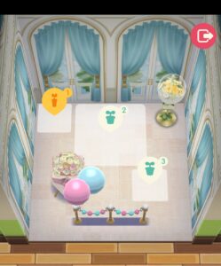 ポケ森のイベントレッスンの祝いのフラワースタンドの指定家具設置前