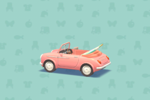ポケ森のビーチサイドのオープンカー