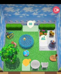 ポケ森のタクミの挑戦状のお庭でプール開きの指定家具設置前