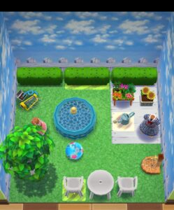 ポケ森のタクミの挑戦状のお庭でプール開きの指定家具設置後