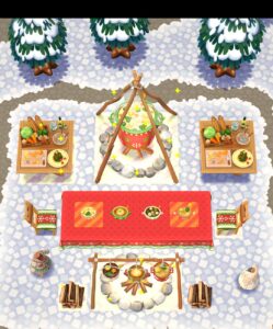 ポケ森のイベントレッスンのクリスマスのあったかスープ３の指定家具設置後