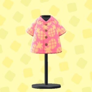 あつ森のパインがらアロハシャツのピンク