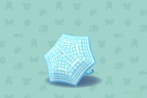 ポケ森のチェックがらのあまがさ・ブルー