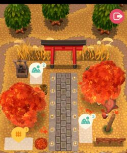 ポケ森のタクミの挑戦状の夕暮れの紅葉の指定家具設置前