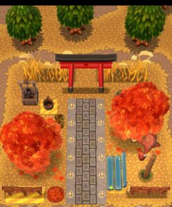 ポケ森のタクミの挑戦状の夕暮れの紅葉の指定家具設置後