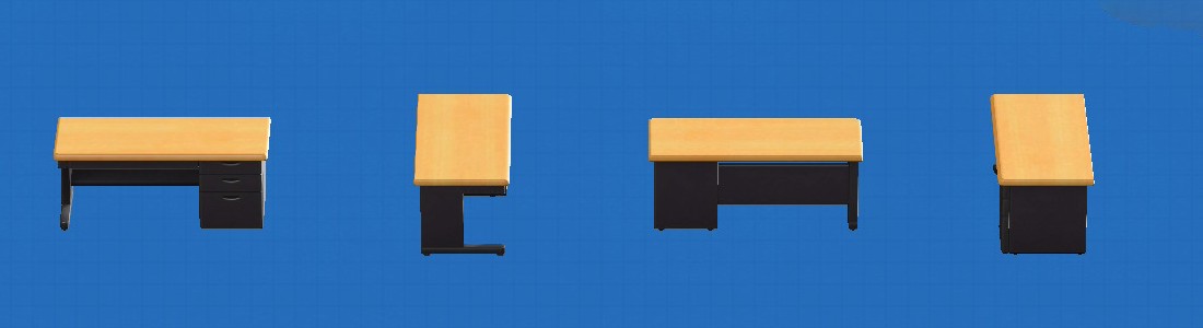 あつ森のオフィスのデスクのブラック×ウッド