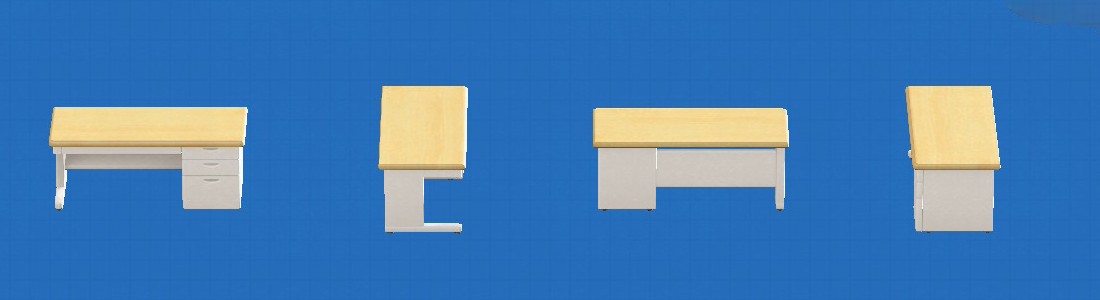 あつ森のオフィスのデスクのアイボリー×ウッド