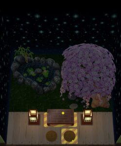 ポケ森のタクミの挑戦状の夜桜の指定家具設置後