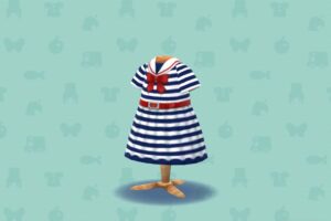 ポケ森のマリンボーダーワンピース・ブルー