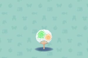 ポケ森のはなびがらのうちわ・しろ